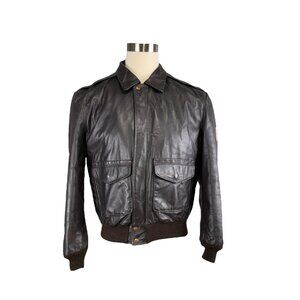 Vintage 80s U.S. Army Air Force A-2 Leather Jacket Type S Brown